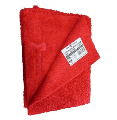 TOALHA EM MICROFIBRA SEM COSTURA LADOS LISO E FELPUDO 40X60  VERMELHA SGT TOOLS