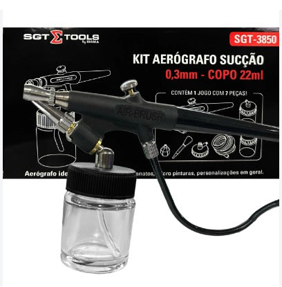 SGT3850  KIT AEROGRAFO SUCCAO 0,3MM  COPO 22ML SGT TOOLS