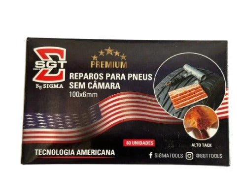 REPAROS PARA PNEU SEM CAMARA 100MM X 6MM  CAIXA COM 60 SGT TOOLS