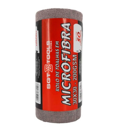 ROLO DE TOALHAS  MICROFIBRA 30X30  200GSM  50 UN  CINZA SGT TOOLS