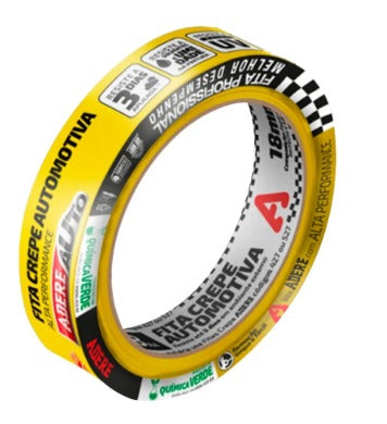 FITA CREPE AUTOMOTIVA AMARELA ADERE A128RA/S 18MMX40M