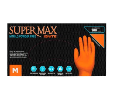 LUVA NITRÍLICA LARANJA  M 100UN SUPERMAX