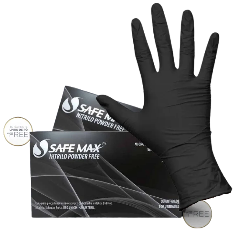 LUVA PROCED NITR. PRETA SAFEMAX TAM M SUPERMAX